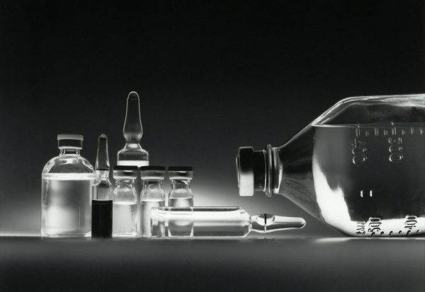 Laboratory test tubes in a rack