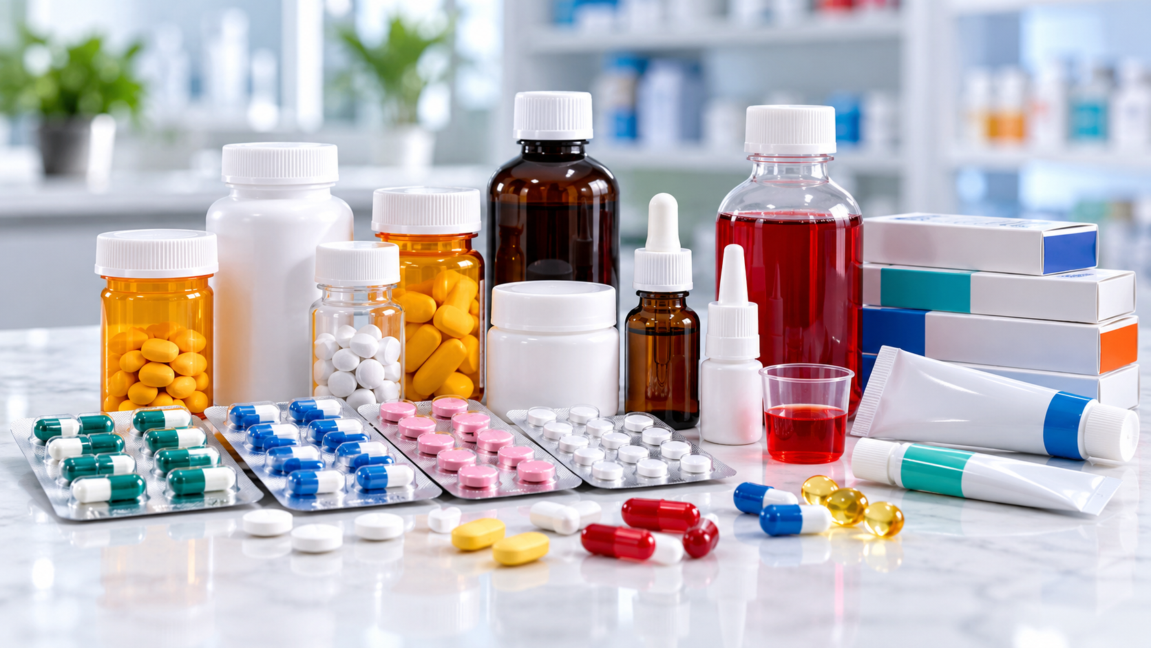 Assorted medication capsules and tablets